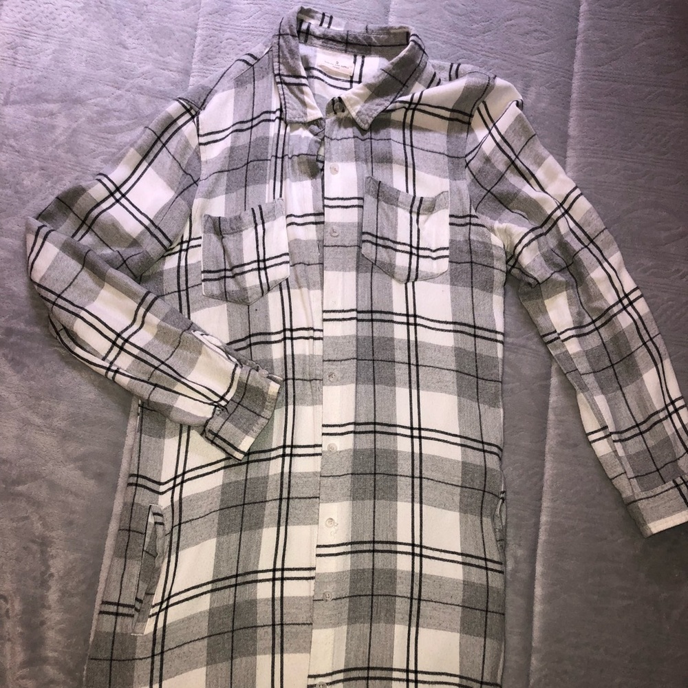 Long Grey and White Flannel